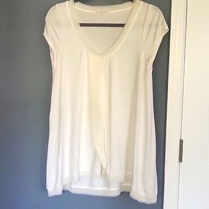 White T-Shirt with Chiffon Trim, size Medium